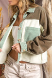 Pocketed Color Block Collared Neck Jacket - Trendsi - Flyclothing LLC