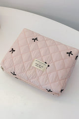 Bow Embroidered Quilted Storage Bag - Trendsi