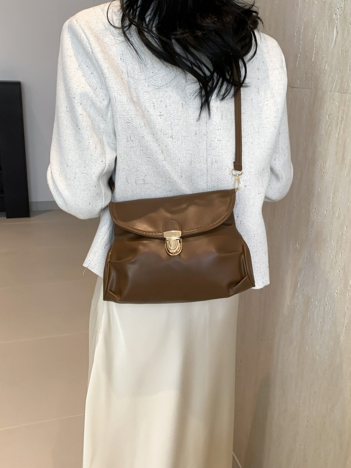 PU Leather Adjustable Strap Crossbody Bag - Trendsi