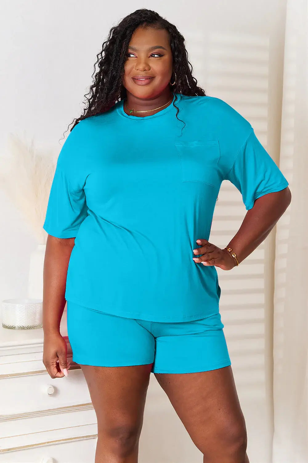 Basic Bae Full Size Soft Rayon Half Sleeve Top and Shorts Set - ShopBasicbae - Flyclothing LLC
