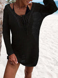 Openwork Tie Neck Cover-Up - Trendsi - Flyclothing LLC