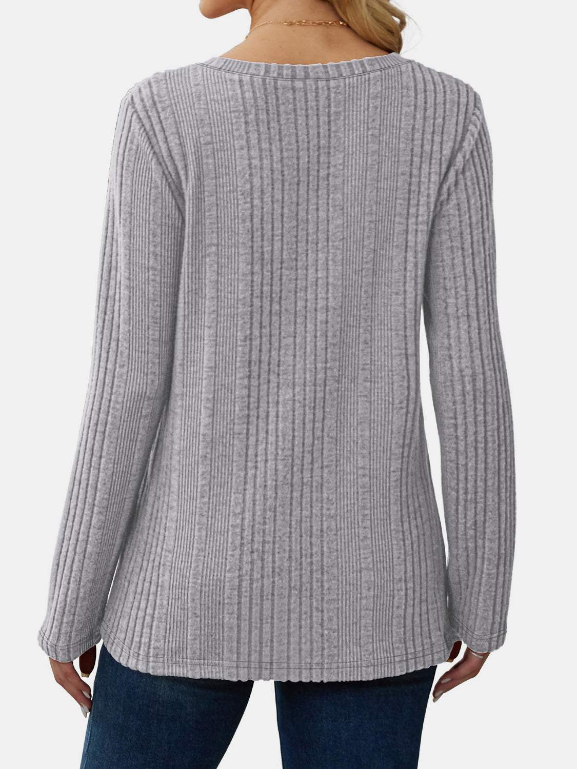 V-Neck Long Sleeve T-Shirt - Trendsi - Flyclothing LLC