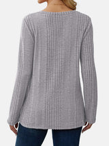 V-Neck Long Sleeve T-Shirt - Trendsi - Flyclothing LLC