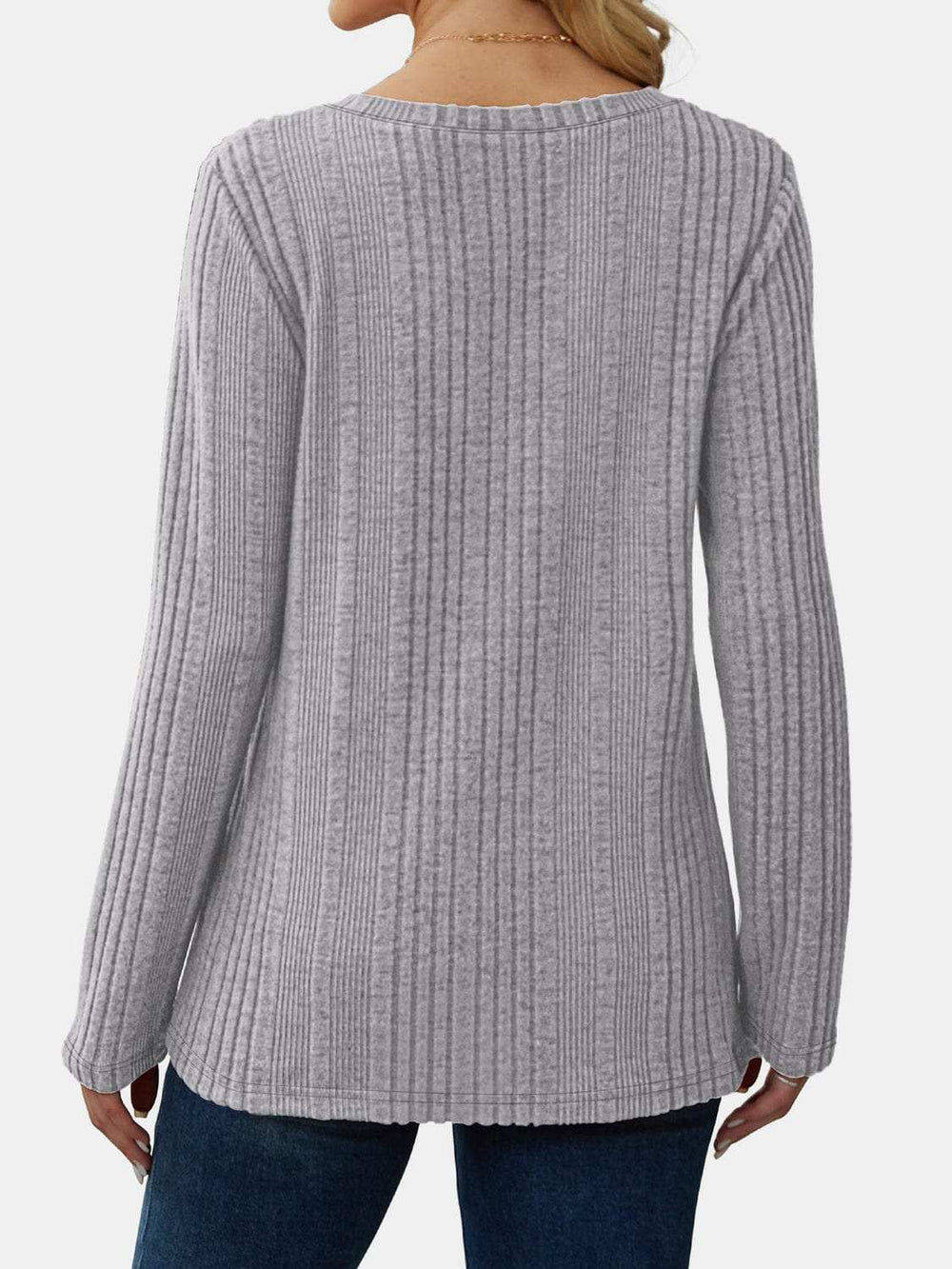 V-Neck Long Sleeve T-Shirt - Trendsi - Flyclothing LLC