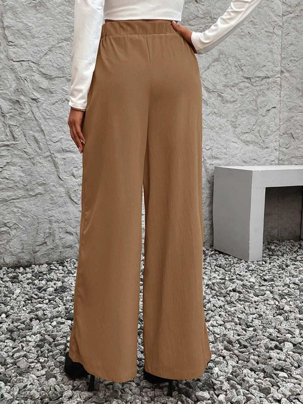 Tied High Waist Wide Leg Pants - Trendsi - Flyclothing LLC