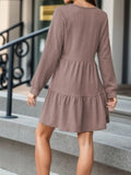 V-Neck Long Sleeve Mini Dress - Trendsi