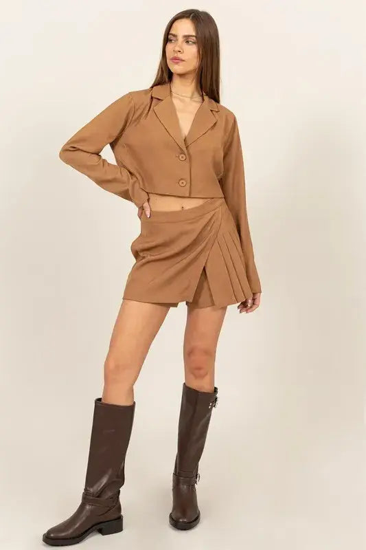 HYFVE Cropped Button-Down Blazer - Trendsi - Flyclothing LLC