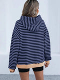 Drawstring Striped Long Sleeve Hoodie - Trendsi - Flyclothing LLC