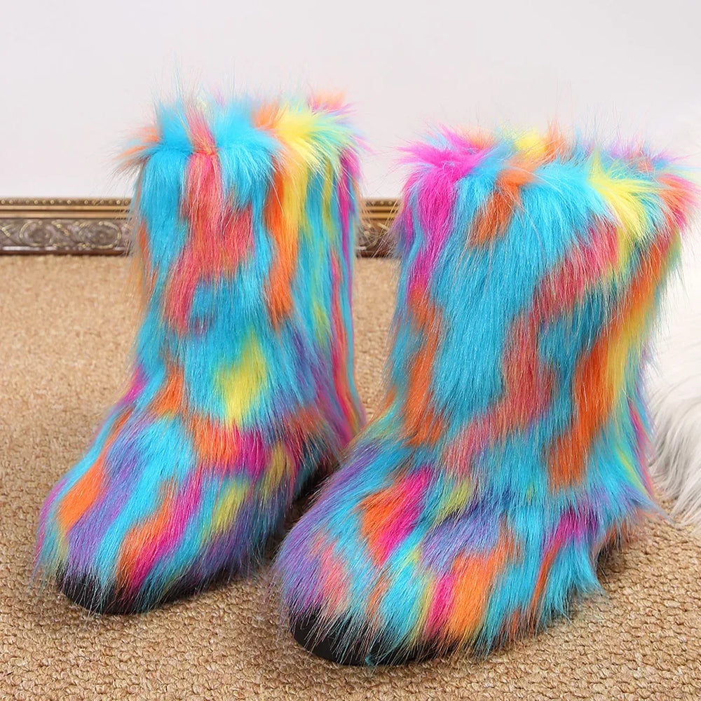 Faux Fur Winter Boots - Trendsi - Flyclothing LLC