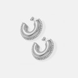 Titanium Steel Inlaid Zircon C-Hoop Earrings - Trendsi - Flyclothing LLC