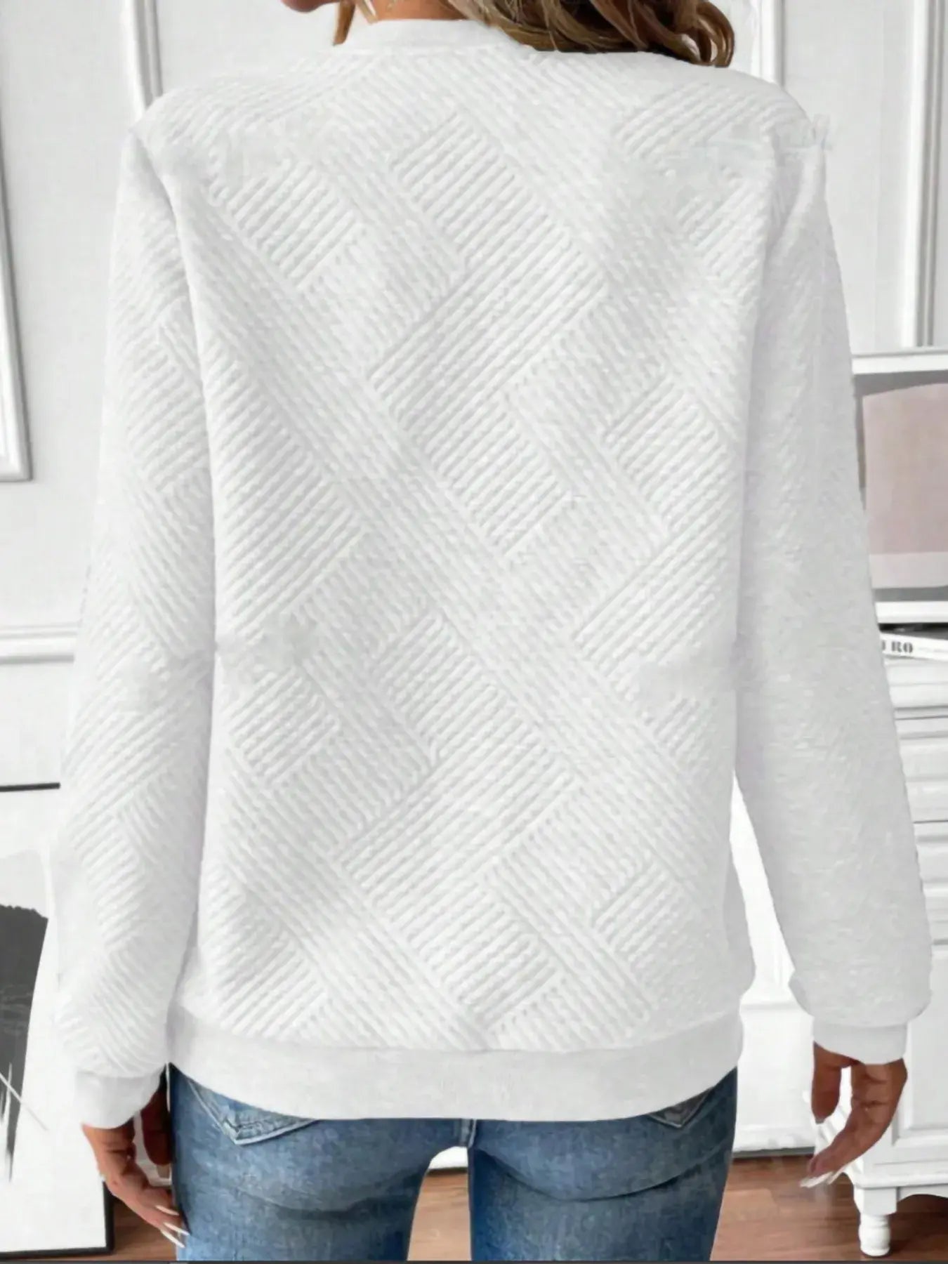 Quarter Zip Textured Long Sleeve Sweatshirt - Trendsi - Flyclothing LLC