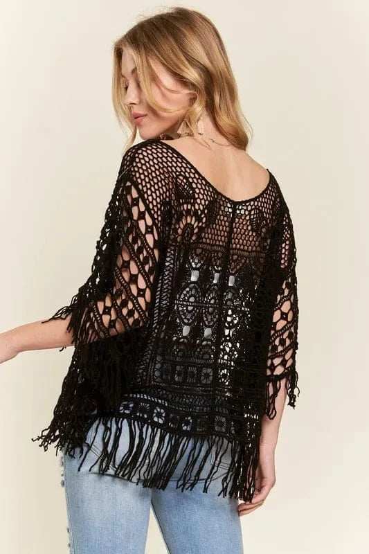 ADORA Fringe Hem Crochet Top - Trendsi - Flyclothing LLC
