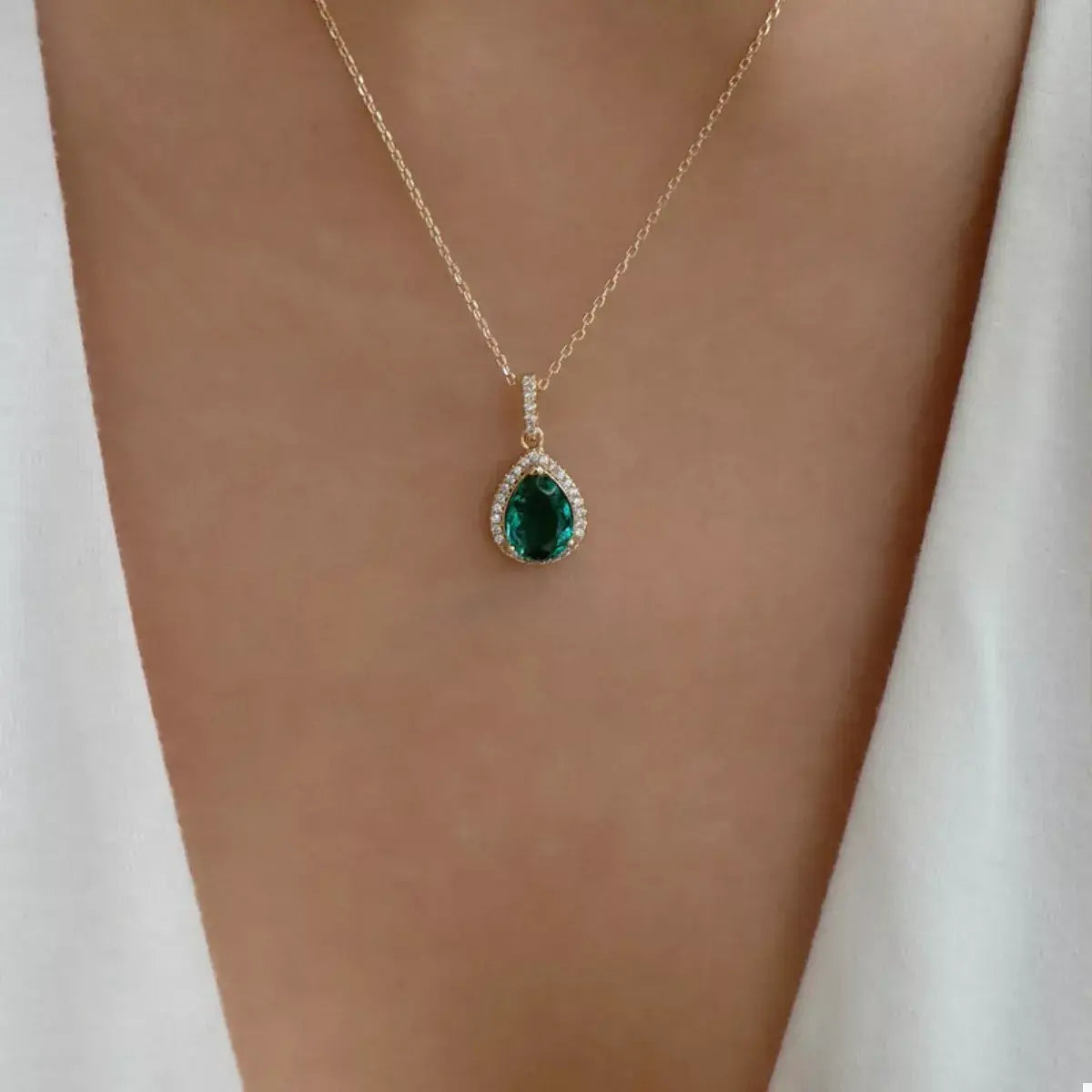 18K Gold-Plated Teardrop Pendant Necklace - Trendsi - Flyclothing LLC