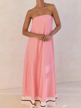 Smocked Printed Tube Maxi Dress - Trendsi - Flyclothing LLC