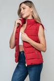 Snobbish Zip Up Turtleneck Vest with Pockets - Trendsi
