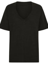 Solid V-Neck Short Sleeve T-Shirt - Trendsi - Flyclothing LLC