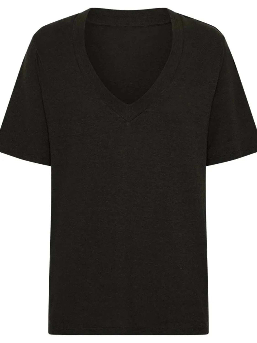 Solid V-Neck Short Sleeve T-Shirt - Trendsi - Flyclothing LLC