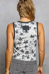 POL Floral Round Neck Cropped Ribbed Tank - Trendsi - Flyclothing LLC