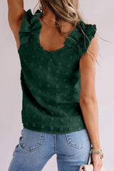 Full Size Swiss Dot V-Neck Tank - Trendsi - Flyclothing LLC