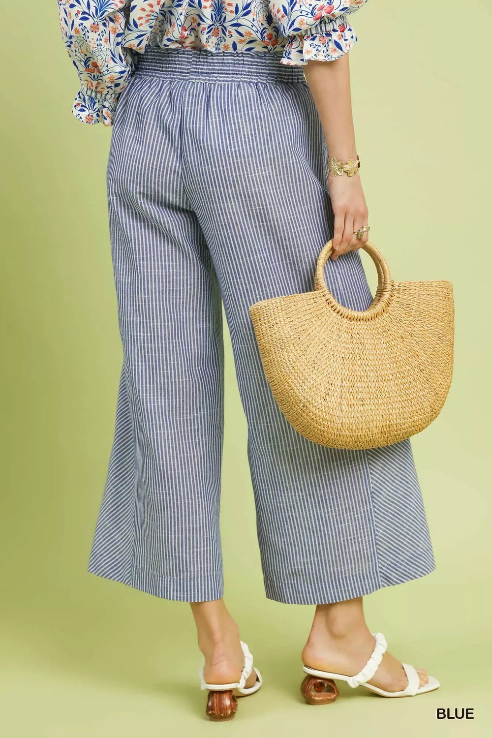 Umgee Linen Blend Striped Wide Leg Pants - Trendsi - Flyclothing LLC