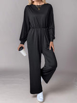 Tied Round Neck Wide Leg Jumpsuit - Trendsi - Flyclothing LLC