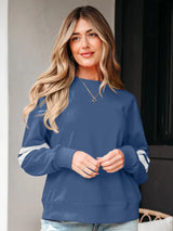 Stripe Round Neck Long Sleeve Sweatshirt - Trendsi - Flyclothing LLC