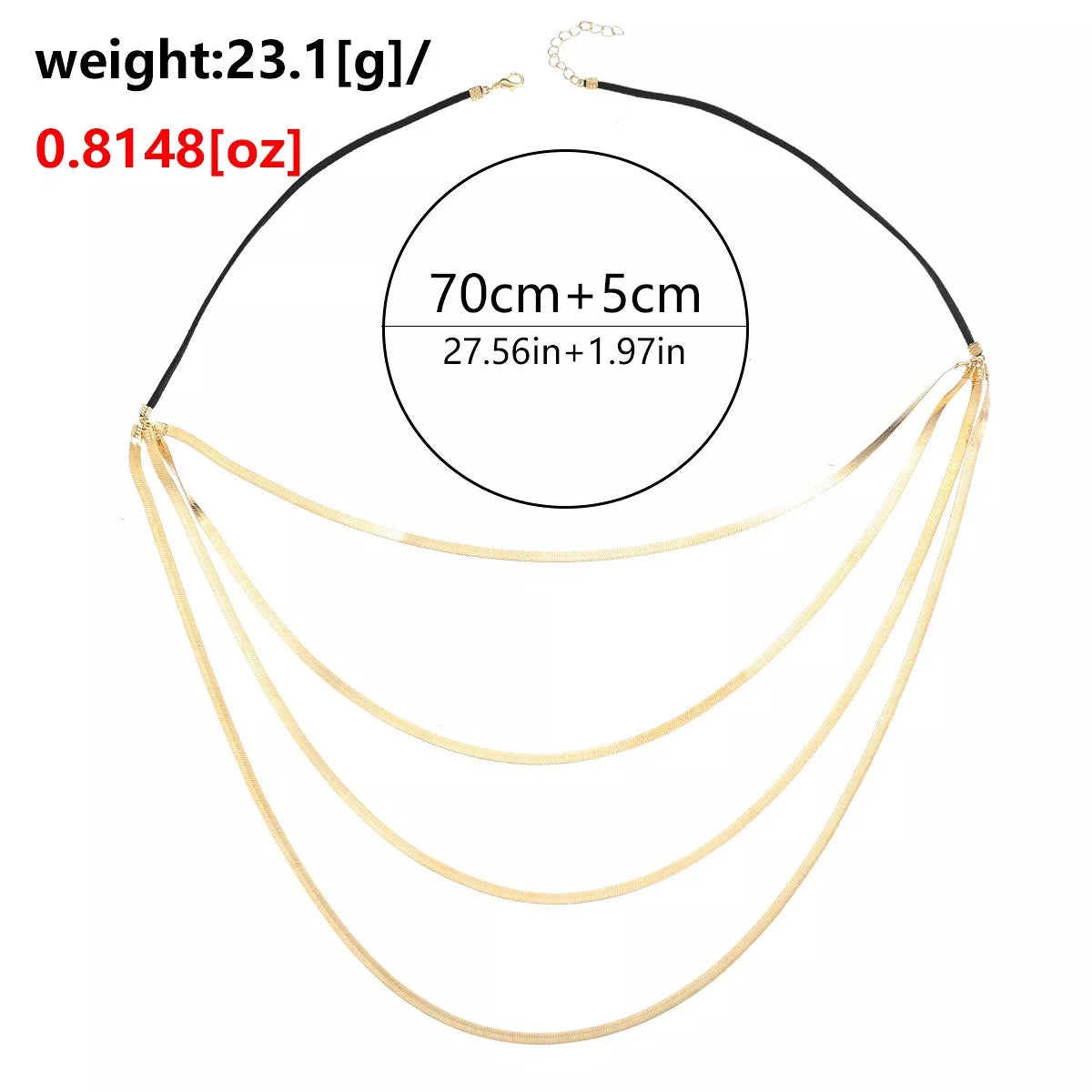 Multi-Layered Snake Chain Necklace - Trendsi - Flyclothing LLC