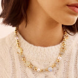 Rhinestone 14K Gold-Plated Beaded Necklace - Trendsi