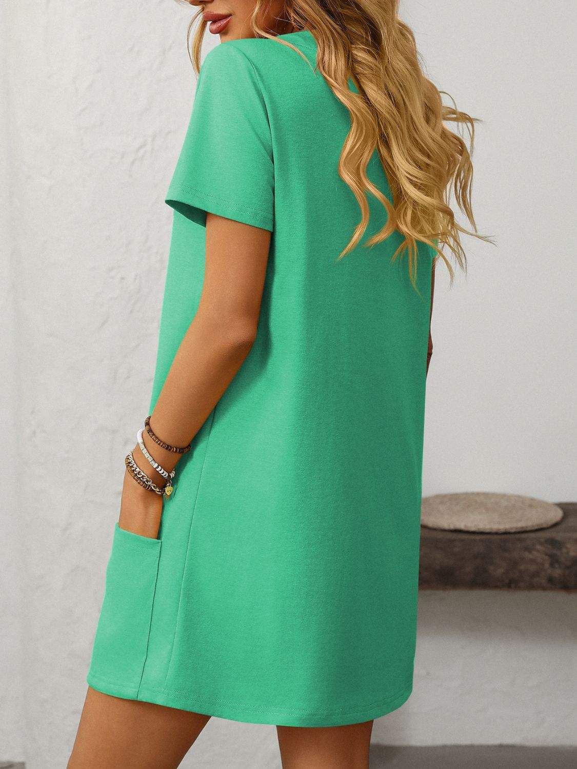 Mandy Square Neck Short Sleeve Mini Dress - Trendsi - Flyclothing LLC
