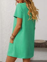 Mandy Square Neck Short Sleeve Mini Dress - Trendsi - Flyclothing LLC