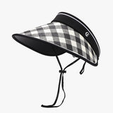 Plaid Natural Grass Adjustable Sun Hat - Trendsi
