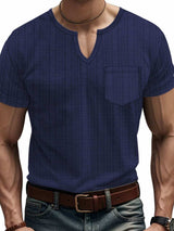 Men's Full Size Notched Short Sleeve T-Shirt Plus Size - Trendsi - Flyclothing LLC