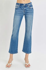 RISEN Full Size Low Rise Crop Flare Jeans Plus Size - Trendsi - Flyclothing LLC