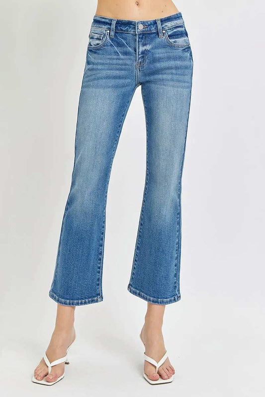 RISEN Full Size Low Rise Crop Flare Jeans Plus Size - Trendsi - Flyclothing LLC