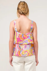 And The Why Square Neck Tiered Paisley Printed Top - Trendsi - Flyclothing LLC