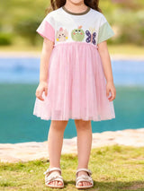 Children's Cartoon Short Sleeve Tulle Dress - Trendsi - Flyclothing LLC