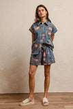 BiBi Floral Printed Denim Short Pants With Pocket - Trendsi - Flyclothing LLC