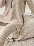 Side Slit Round Neck Long Sleeve Top and Pants Set - Trendsi