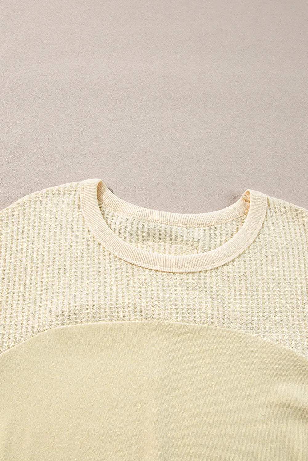 Waffle-Knit Round Neck Long Sleeve Top - Trendsi - Flyclothing LLC
