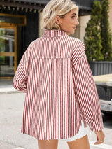 Striped Button Up Long Sleeve Shirt - Trendsi - Flyclothing LLC