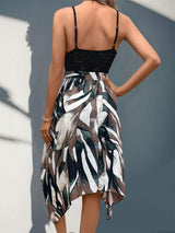 Lace Patchwork Printed V-Neck Dress - Trendsi - Flyclothing LLC