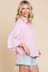 Culture Code Button Up Drop Shoulder Slit Shirt - Trendsi - Flyclothing LLC