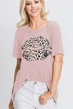 Heimish Full Size Leopard Lip Round Neck Short Sleeve T-Shirt Plus Size - Trendsi