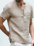 Men's Full Size Half Button Short Sleeve Polo Plus Size - Trendsi