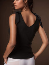 V-Neck Tie Shoulder Tank - Trendsi - Flyclothing LLC