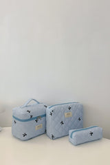 3 Piece Bow Quilted Cloth Storage Bag Set - Trendsi