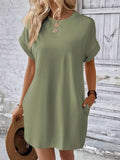 Round Neck Short Sleeve Mini Dress - Trendsi - Flyclothing LLC