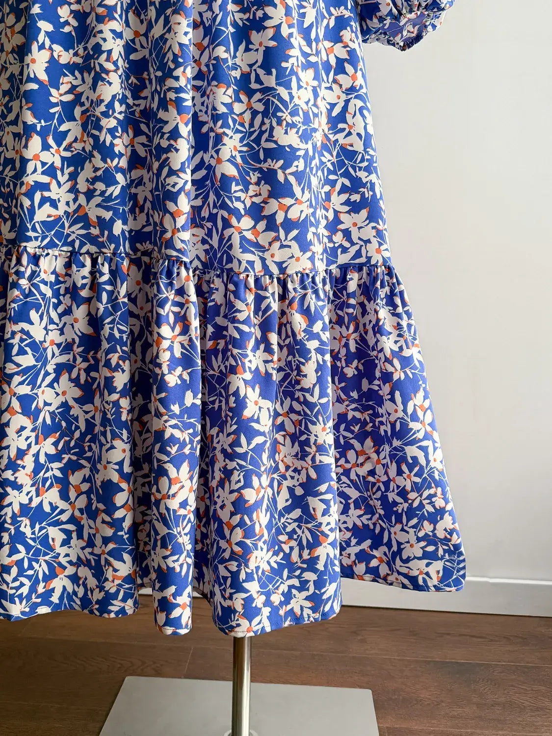 Plus Size Floral Print V-Neck Long Sleeve Maxi Dress - Trendsi - Flyclothing LLC
