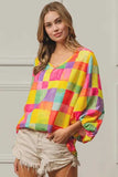BiBi Multi Block Bubble Pop Ballon Top - Trendsi - Flyclothing LLC