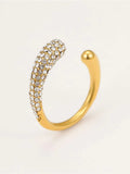 18K Gold-Plated Stainless Steel Sparkling Zircon Open Ring - Trendsi - Flyclothing LLC